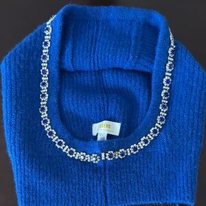 Anthropologie Blue Knit Balaclava with Beaded Trim
